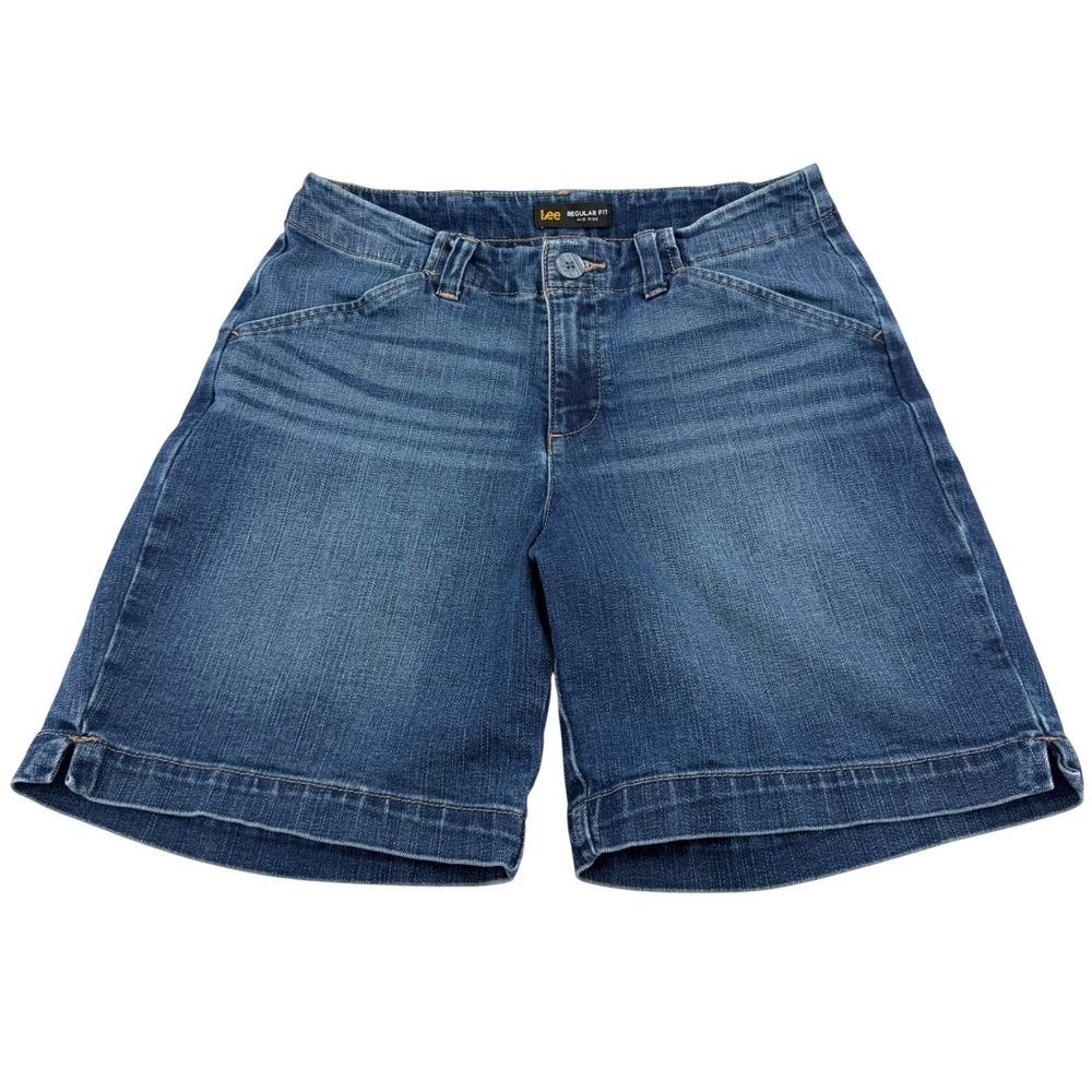 Lee Denim Shorts Womens 6 Medium Blue Regular Fit Mid Rise Dark Wash Stretch